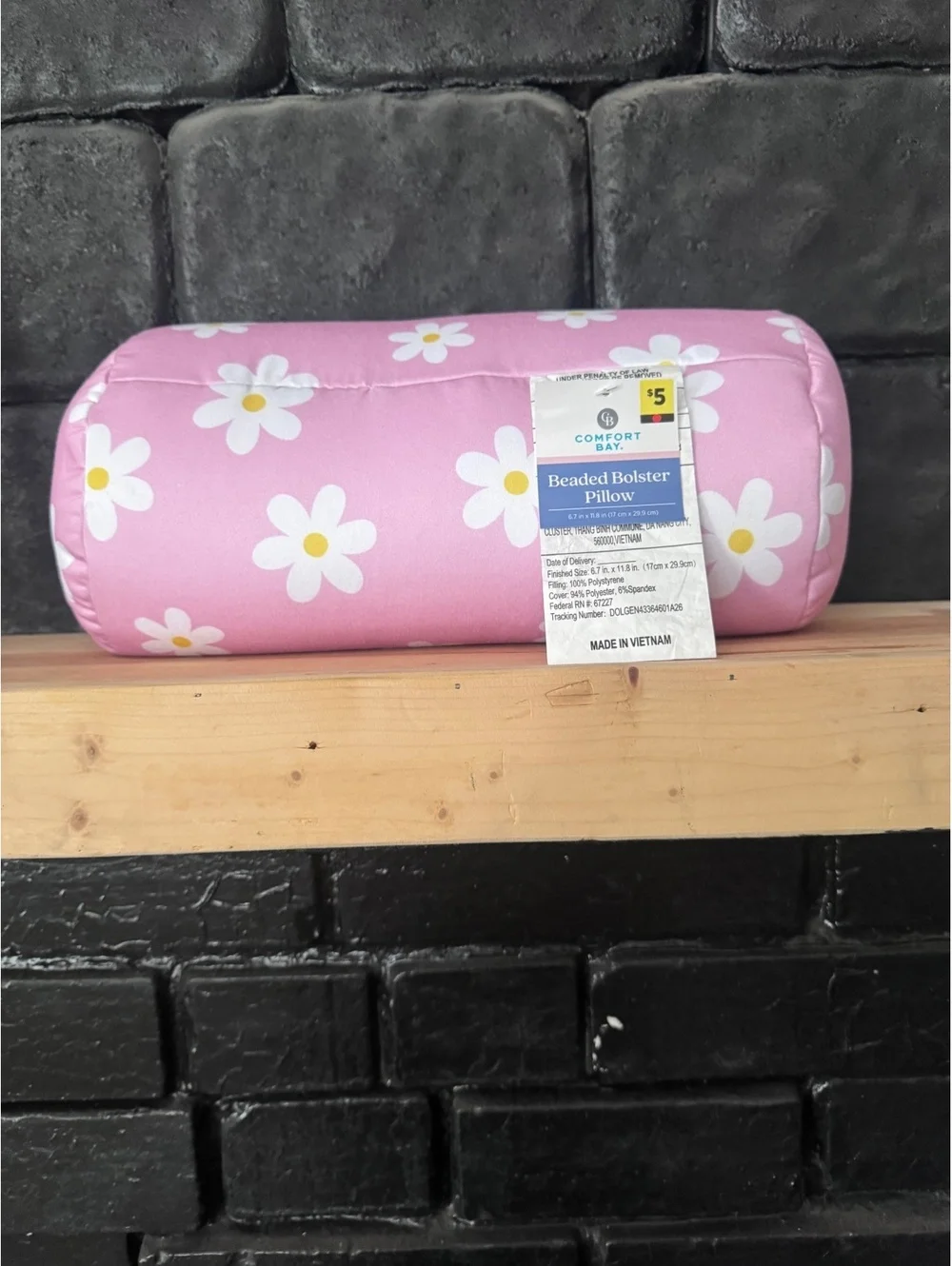 Camping Pillow- Pink with White Daisies